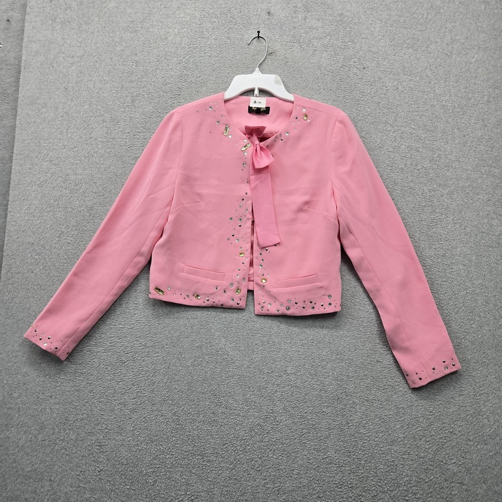 Juicy Couture Women Jacket S Pink Blazer Lemonade Pearl Embellished Lined NWT
